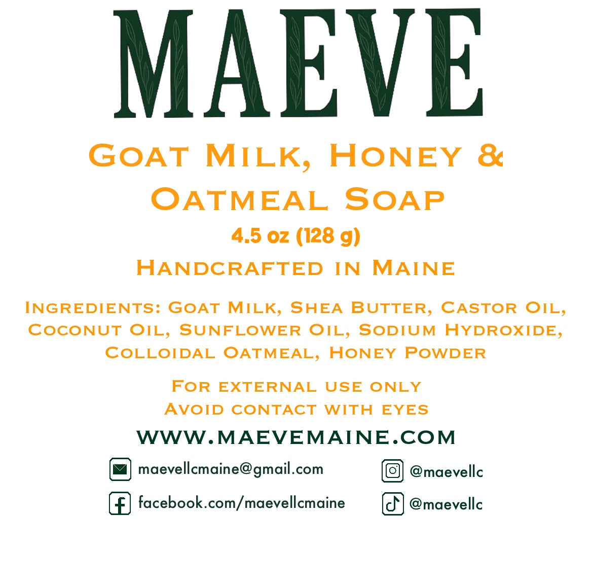 Goat Milk, Honey and Oatmeal Soap Bar